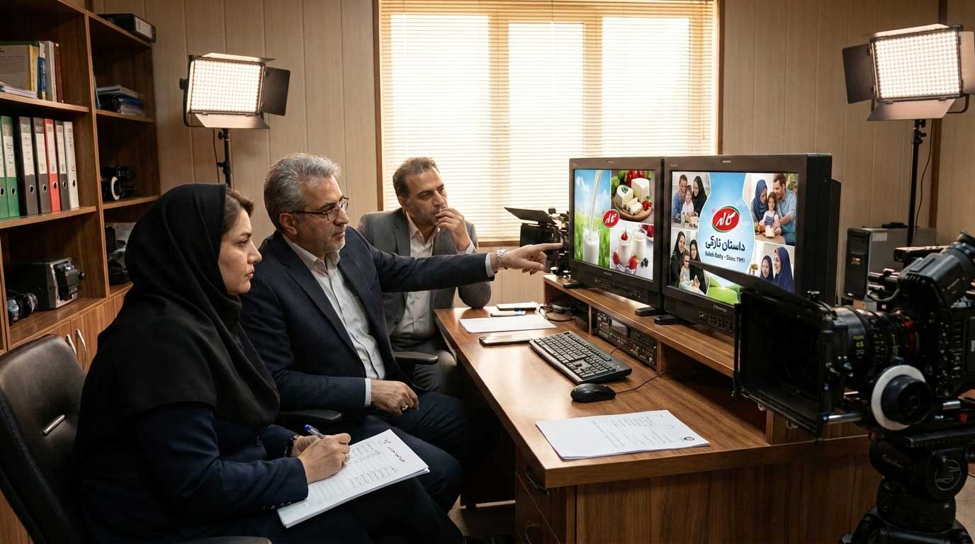 کارشناسان بازبینی در حال بررسی تیزر تبلیغاتی برای تأیید پخش در صدا و سیمای ایران