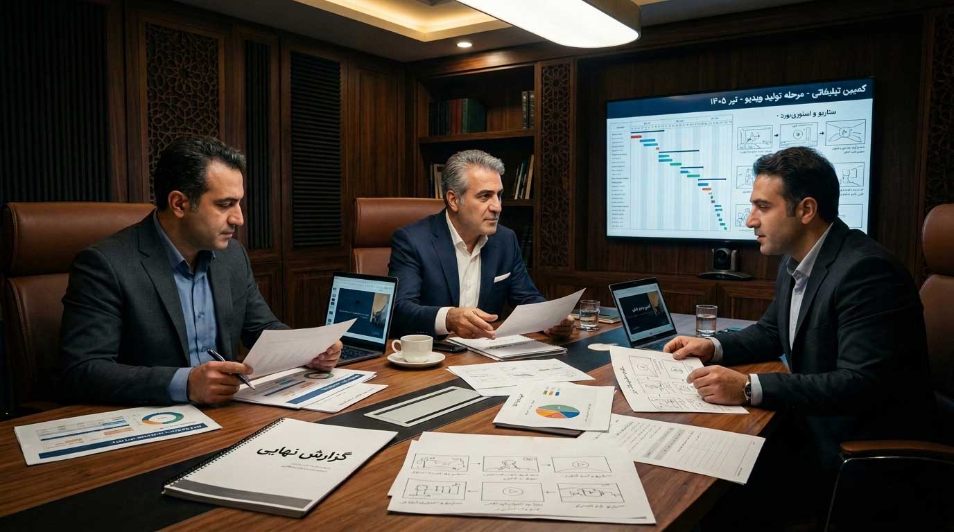 جلسه مدیران ایرانی برای بررسی سفارش ساخت تیزر تبلیغاتی و انتخاب شرکت تبلیغاتی