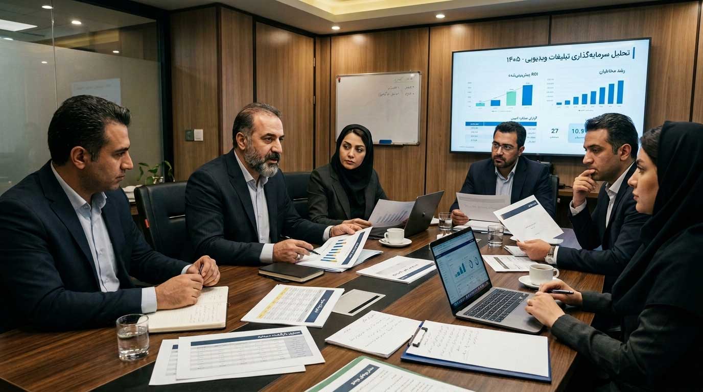 جلسه مدیران ایرانی برای بررسی مناسب بودن تبلیغات ویدیویی و تصمیم‌گیری درباره بودجه تبلیغاتی
